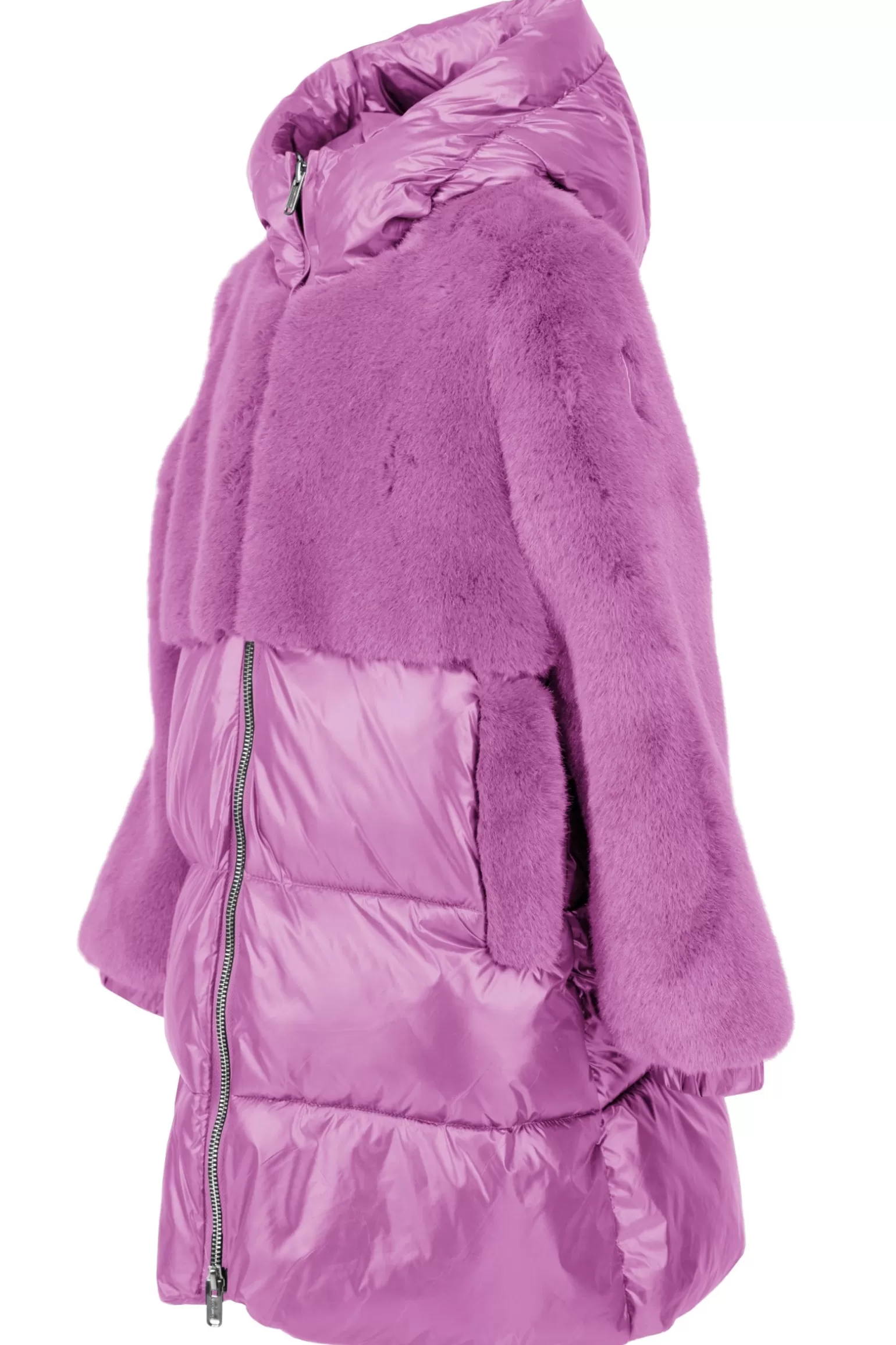 Kids Bomboogie Girl*Bi-material Eco Fur And Nylon Long Padded Jacket