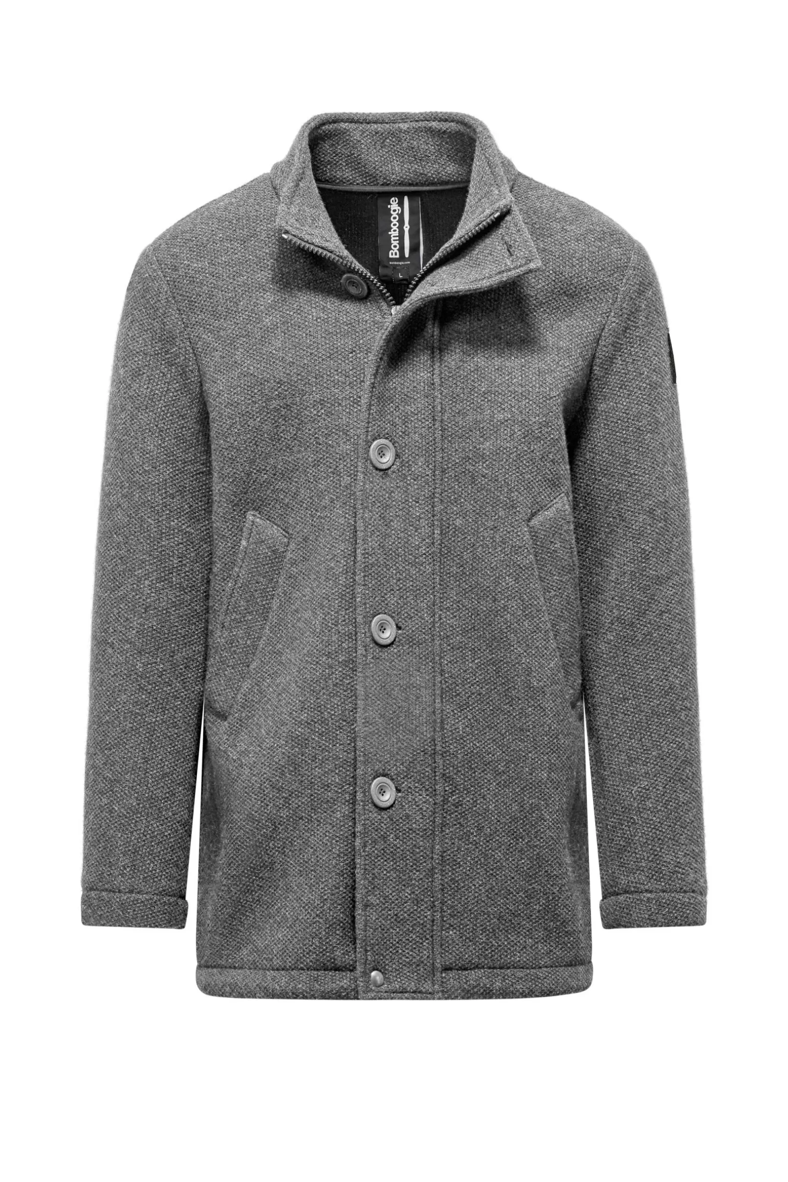 Bomboogie Coats*Boiled Wool Coat With High Collar