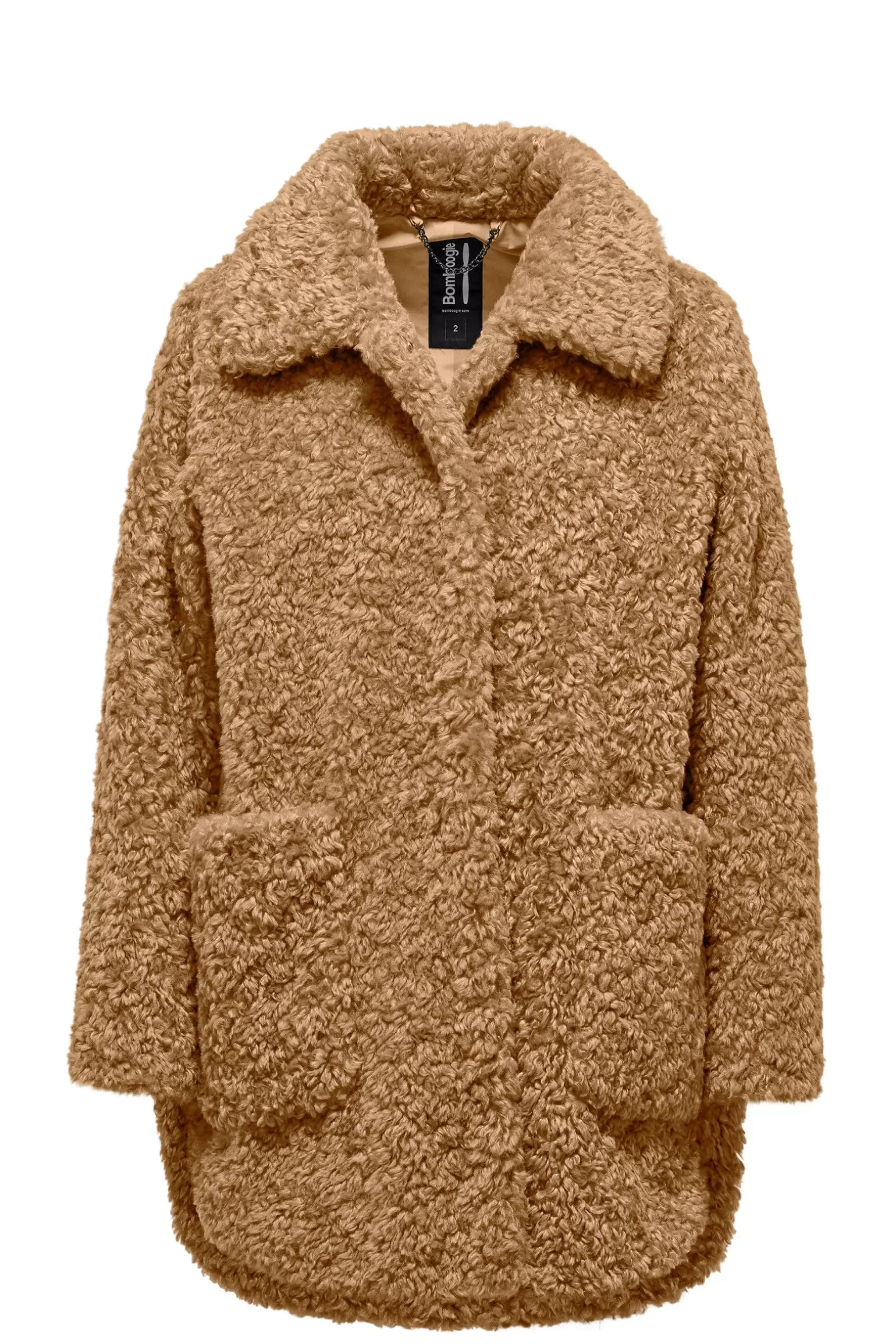 Women Bomboogie Coats*Coat With Curly Effect Sherpa Fleece Collar