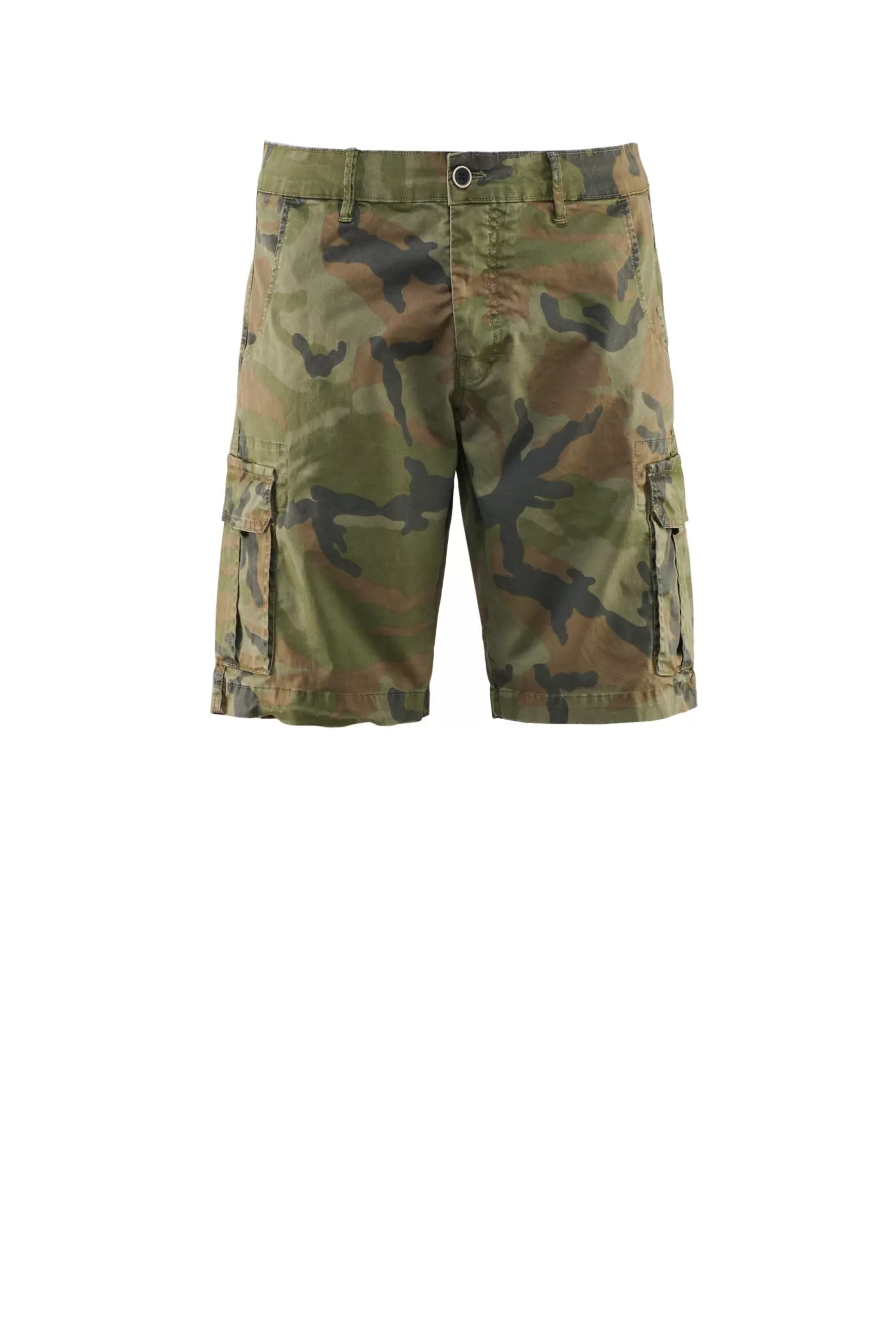 Bomboogie Bermuda & Shorts*Cotton Gabardine Camouflage Patterned Cargo Bermuda Shorts