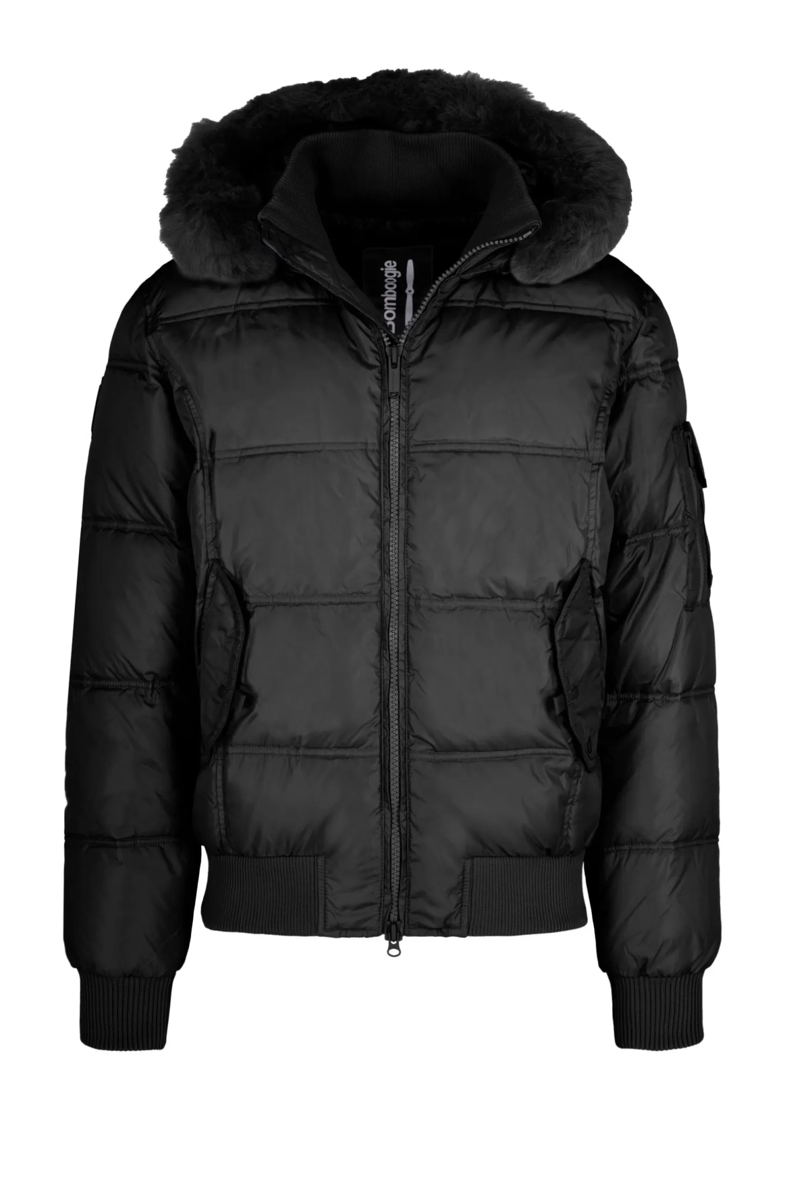Bomboogie Bomber*Down Padded Bomber Jacket With Hood Featuring Genuine Black Fur Trim