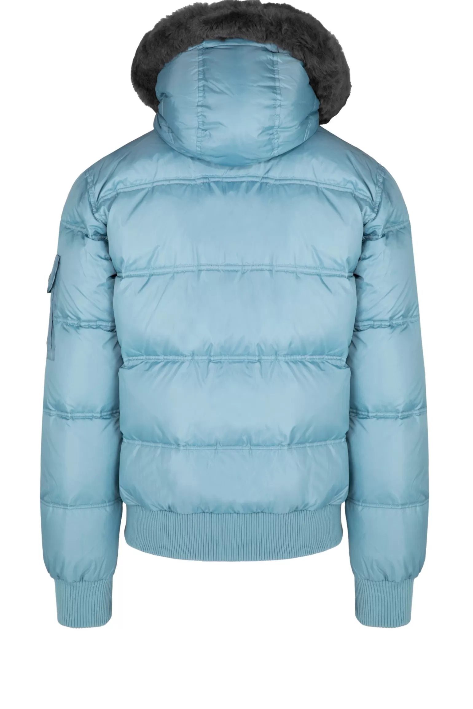 Bomboogie Bomber*Down Padded Bomber Jacket With Hood Featuring Genuine Black Fur Trim