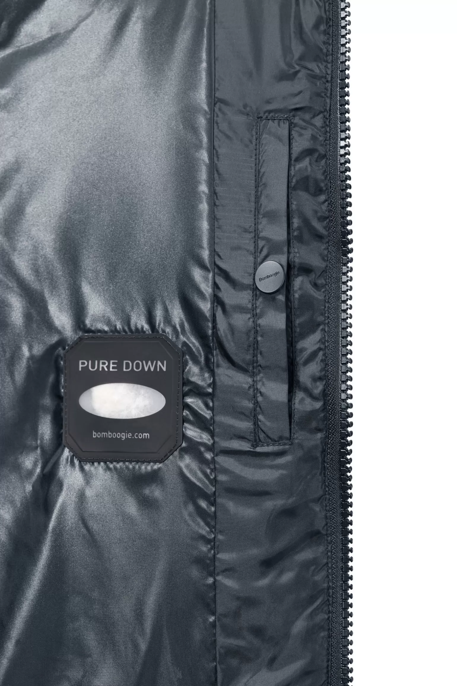 Bomboogie Bomber*Down Padded Bomber Jacket With Hood Featuring Genuine Black Fur Trim