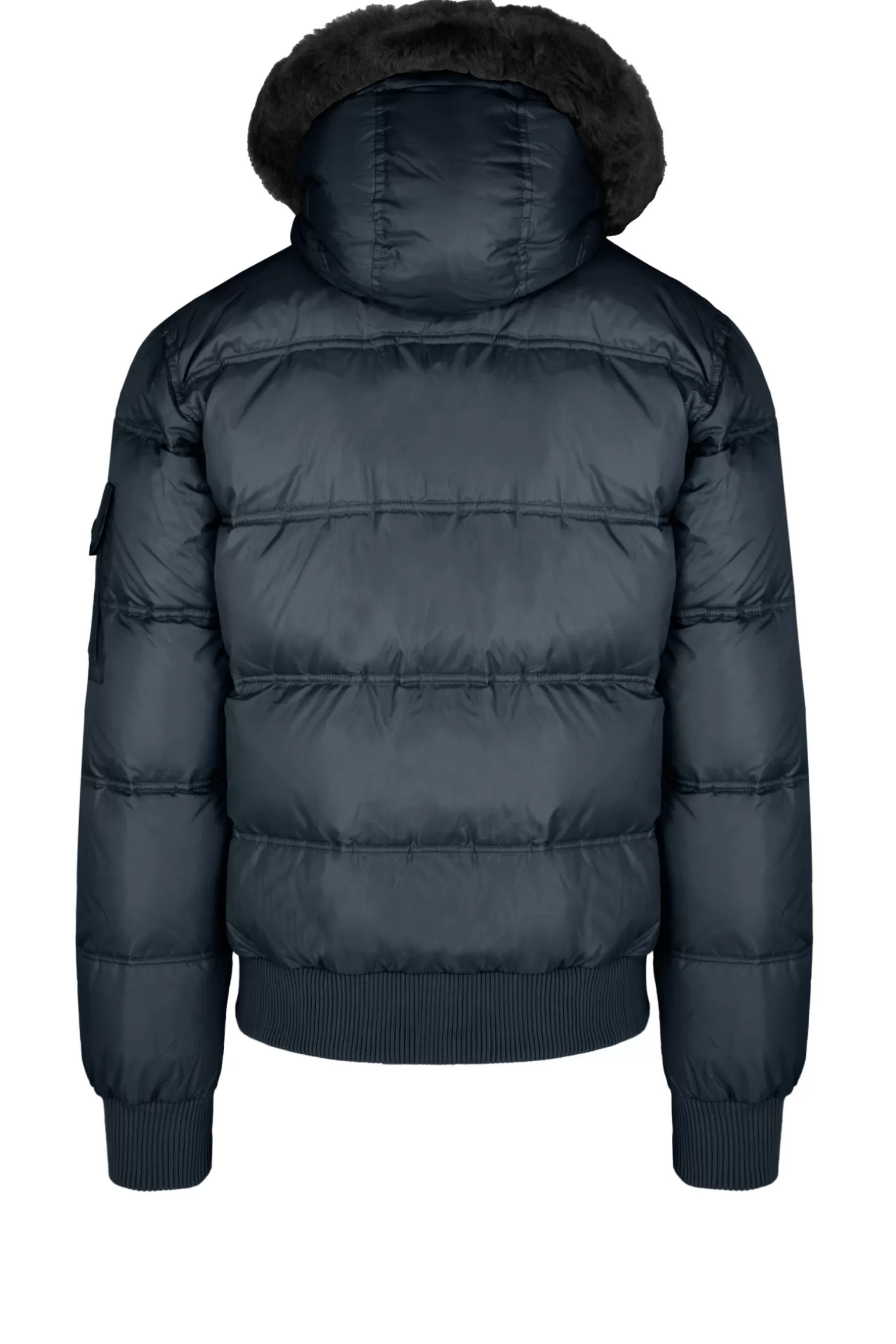 Bomboogie Bomber*Down Padded Bomber Jacket With Hood Featuring Genuine Black Fur Trim