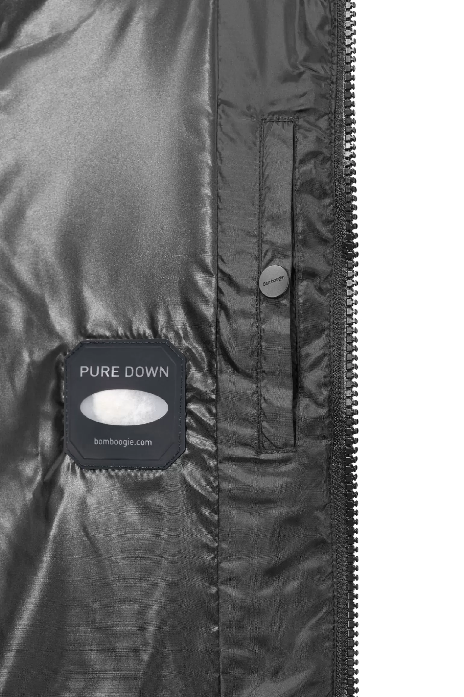 Bomboogie Bomber*Down Padded Bomber Jacket With Hood Featuring Genuine Black Fur Trim