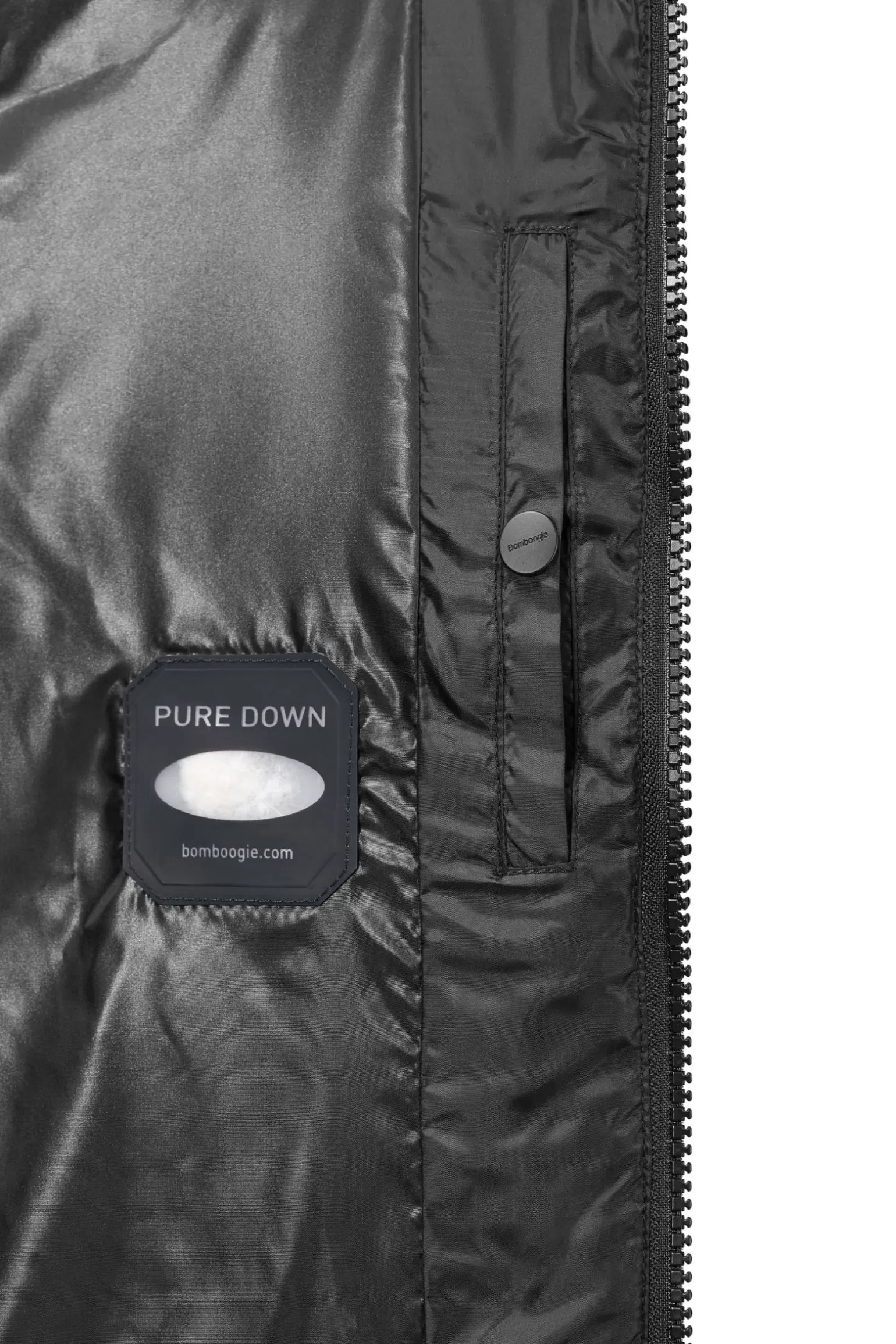 Bomboogie Bomber*Down Padded Bomber Jacket With Hood Featuring Genuine Black Fur Trim