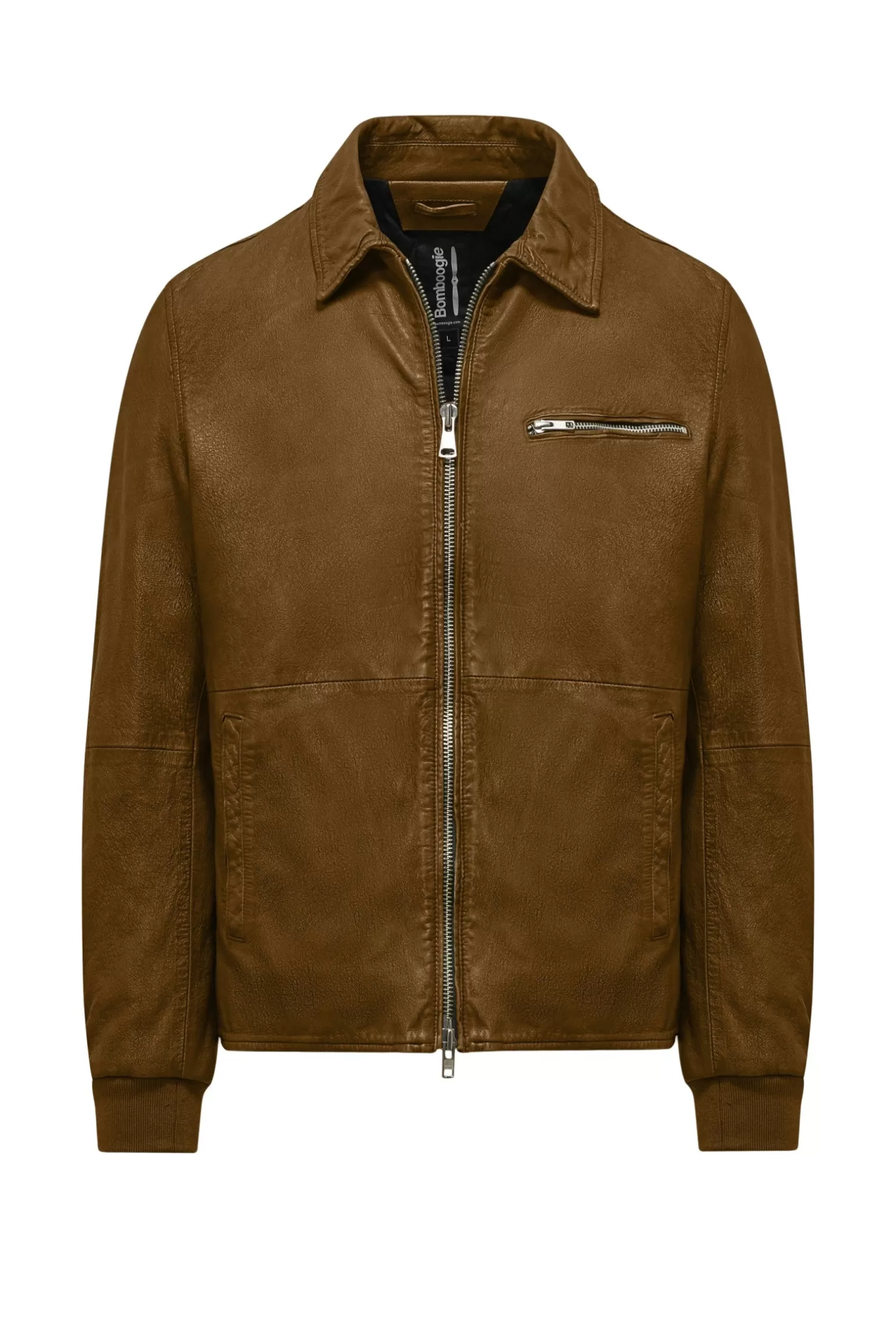 Bomboogie Leather Jackets*Genuine Leather Jacket With Collar