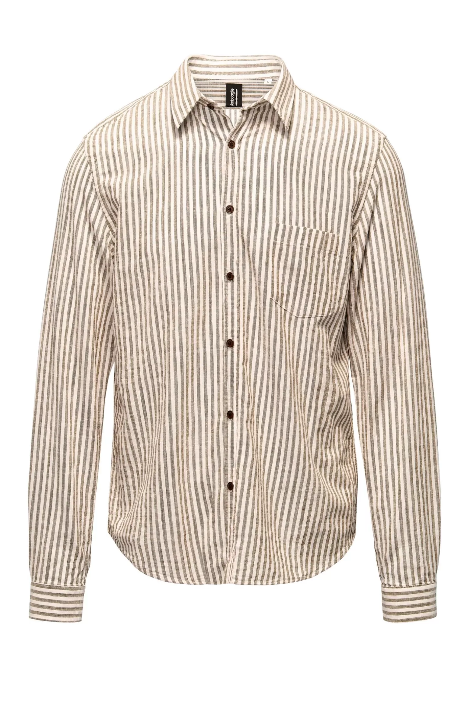 Bomboogie Shirts*Linen/Cotton Striped Shirt