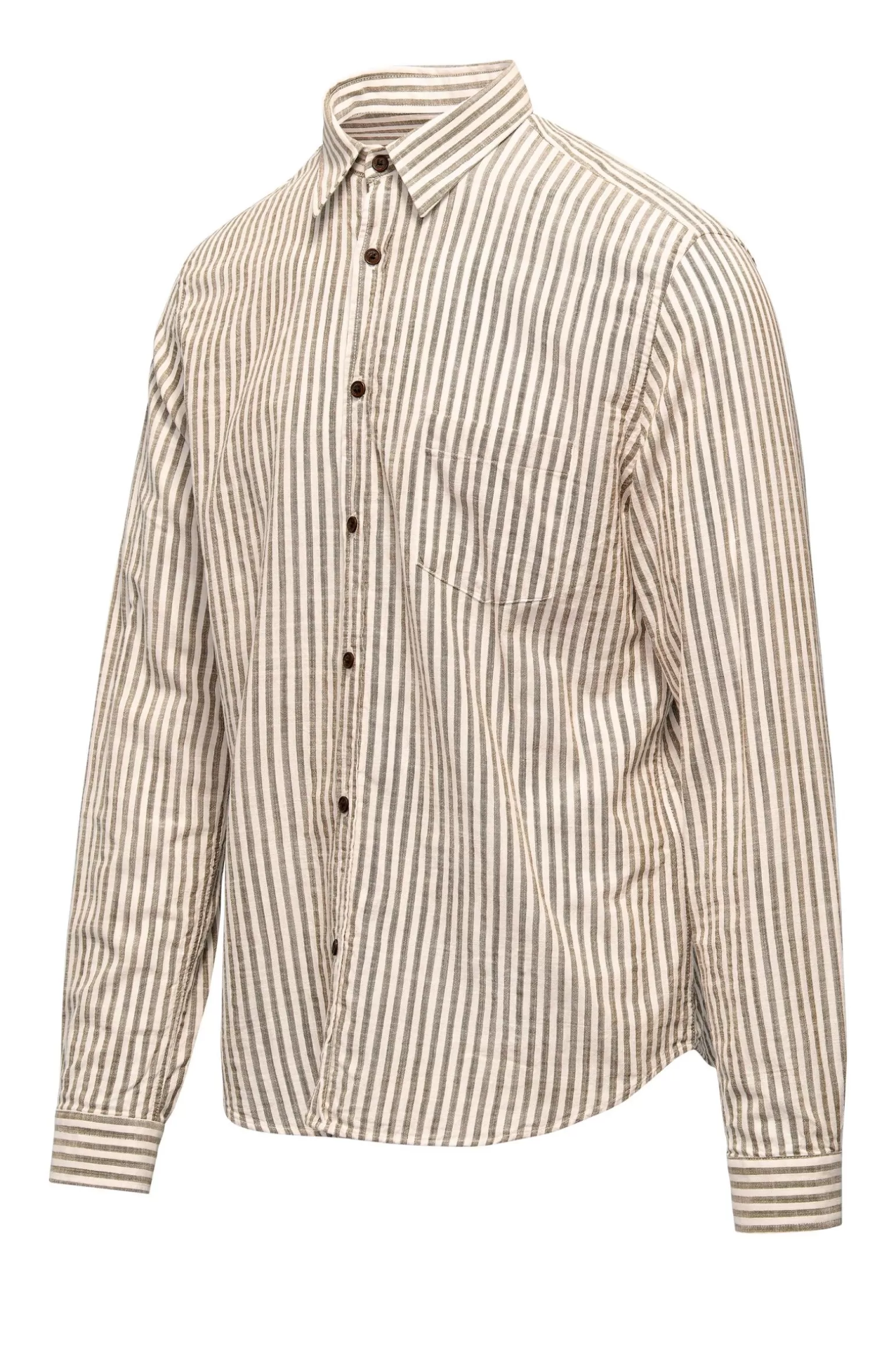 Bomboogie Shirts*Linen/Cotton Striped Shirt