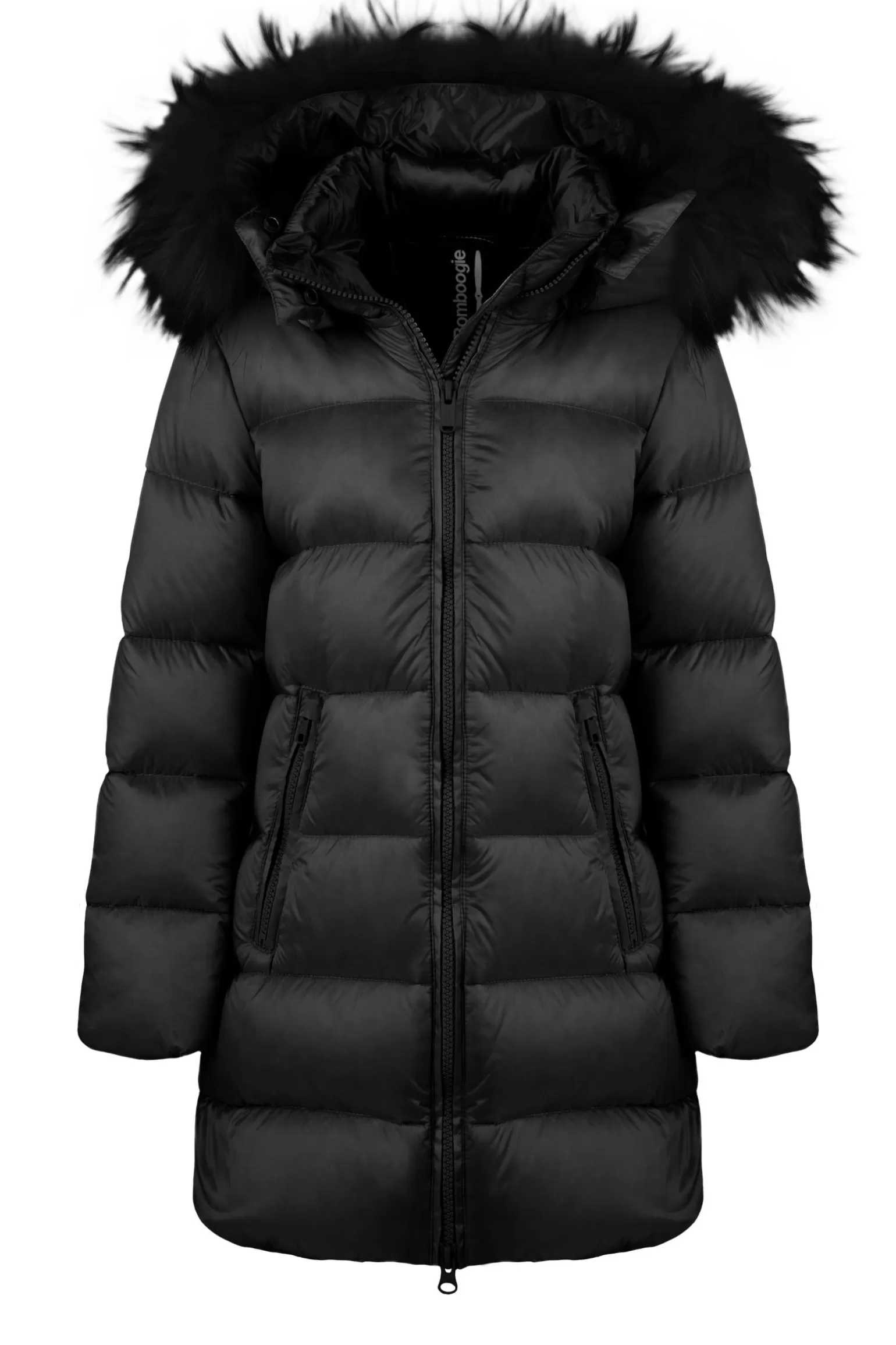 Kids Bomboogie Girl*Long Nylon Bright Down Jacket With Fur Trim