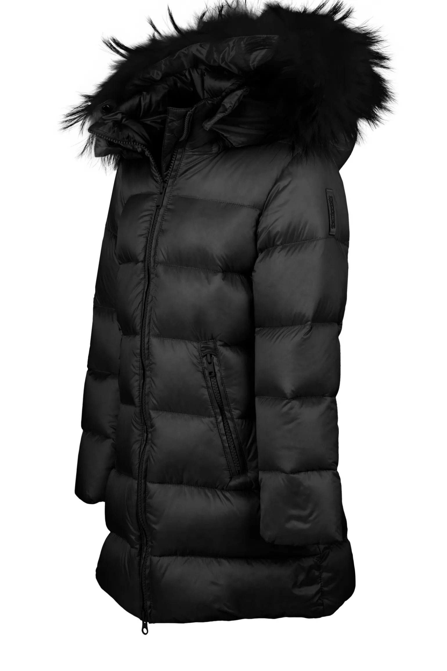 Kids Bomboogie Girl*Long Nylon Bright Down Jacket With Fur Trim