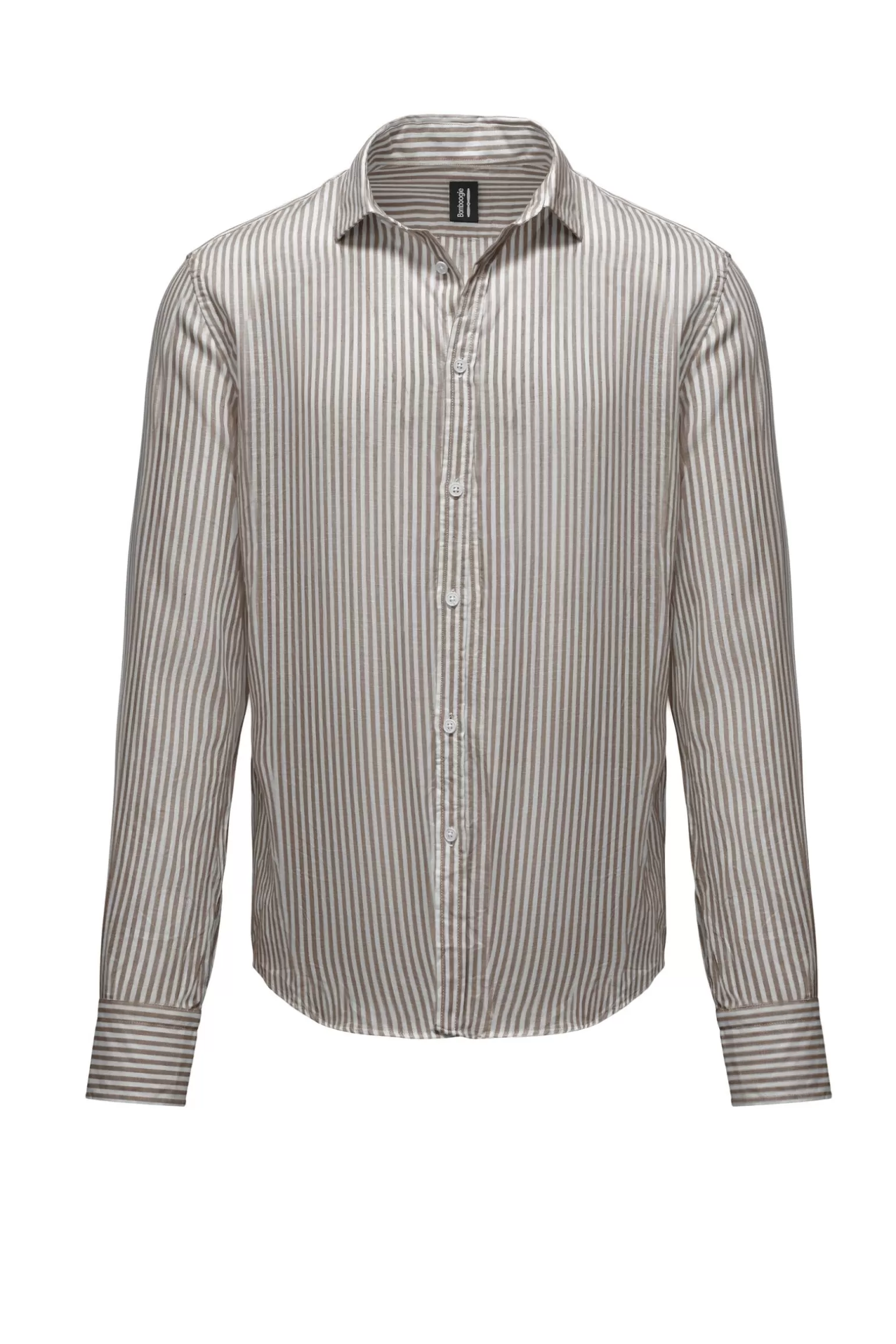 Bomboogie Shirts*Striped Linen/cotton Shirt